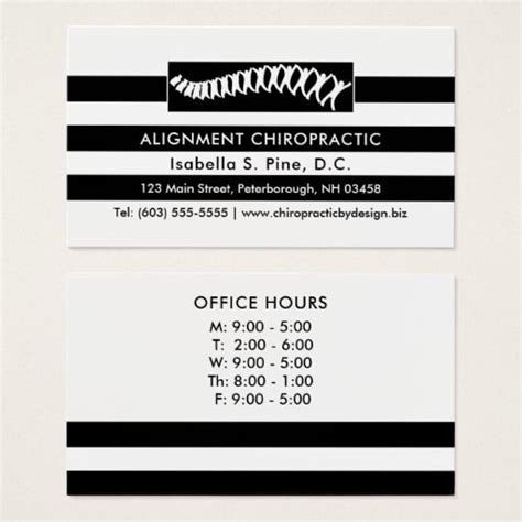 These chiropractic business cards features colorful text and whimsical chiropractic hands and spine logo, all on a black background. Pin on Chiropractic Business Card Ideas