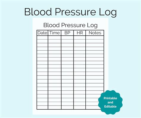 Blood Pressure Log Blood Pressure Tracker Blood Pressure Etsy