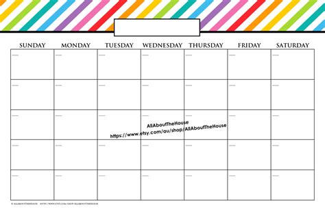 Large Block Printable Monthly Calendar Calendar Printables Free Blank