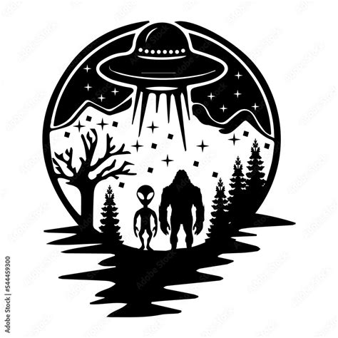 Alien Under The Moon Svg Alien Svg Big Foot Svg UFO Svg Bigfoot And