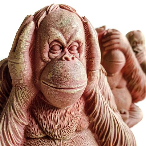 Wise Monkeys Orangutan Resin Statues Hear No See No Speak No Etsy