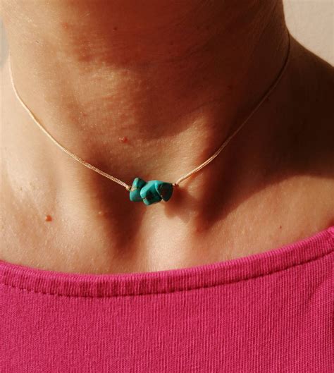 Raw Turquoise Necklace Turquoise Choker Real Turquoise Jewelry