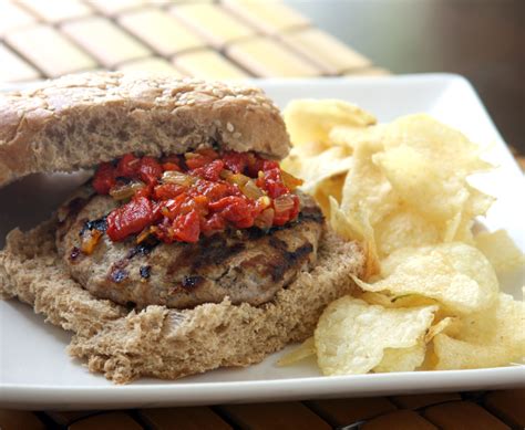 Erin S Food Files Goat Cheese Stuffed Turkey Burgers With Roasted Red