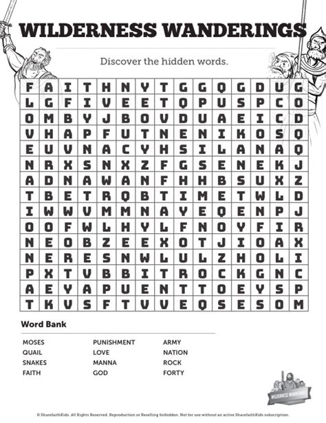 40 Years In The Wilderness Bible Word Search Puzzles Sharefaith Kids