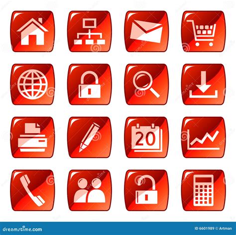 Red Web Icons Buttons Stock Vector Illustration Of Magnifier 6601989