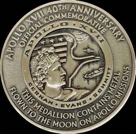 Nasa Apollo 17 40th Anniversary Moon Flown Metal Official Commemorative