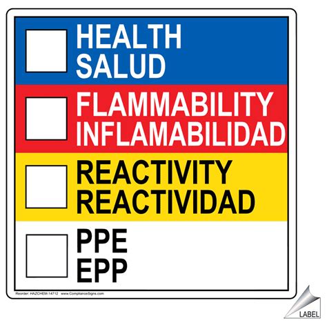 Health Flammability Physical Hazard PPE Label Square White