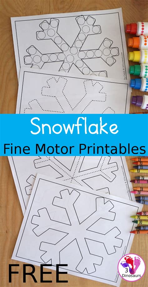 Free Snowflake Fine Motor Printables 3 Dinosaurs