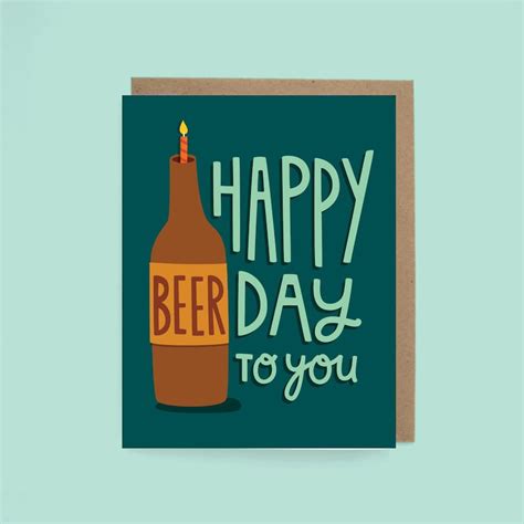 Happy Birthday Card Happy Beer Day Greeting Card Etsy