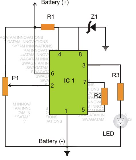 Simple Low Battery Indicator Circuit Using Ic 555 Circuit Diagram Centre