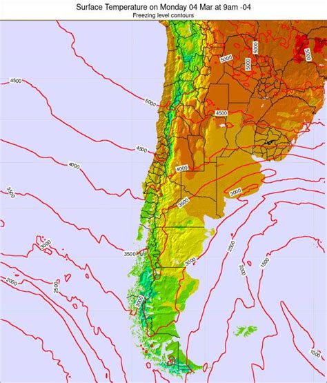 Chile Surface Temperature On Tuesday 23 Feb At 9am Clt