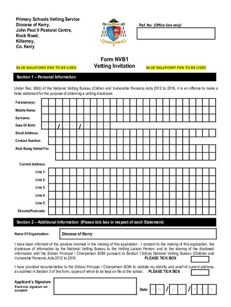 Fillable Online Form Nvb1 Vetting Invitation Fax Email Print Pdffiller