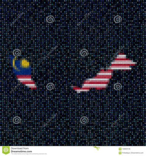 Malaysia Map Flag On Hex Code Illustration Stock Illustration - Illustration of illustration ...
