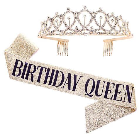 Birthday Girl Sash Tiara Crown Set Happy Birthday Party Decoration