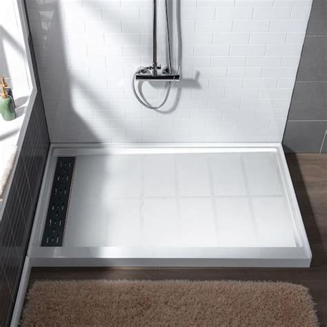 Woodbridge Krasik 60 In L X 36 In W Alcove Solid Surface Shower Pan