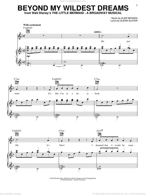 Menken Beyond My Wildest Dreams Sheet Music For Voice Piano Or Guitar