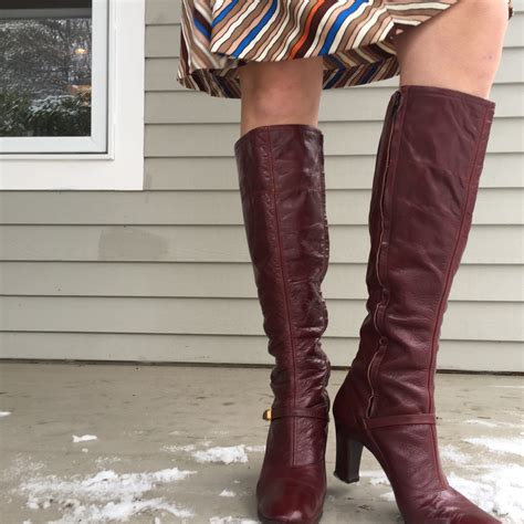 vintage 1970s tall leather boots women s size 8 vintage johansen boots vintage brown leather