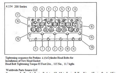 Perkins 4154 200 Series Cylinder Head Gasket Installation Information