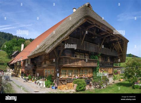 Old Historical Wooden Black Forest House At Village Gutach Black