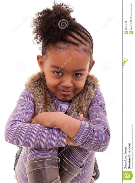 Cute Little Black Girl Angry Stock Image Image Of Emotion Afro 18736171