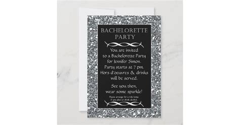 Silver Sparkle Look Bachelorette Party Invitation Zazzle