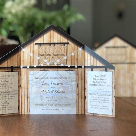 Elegant Rustic Barn Wedding Invitation With Folding Doors And Etsy