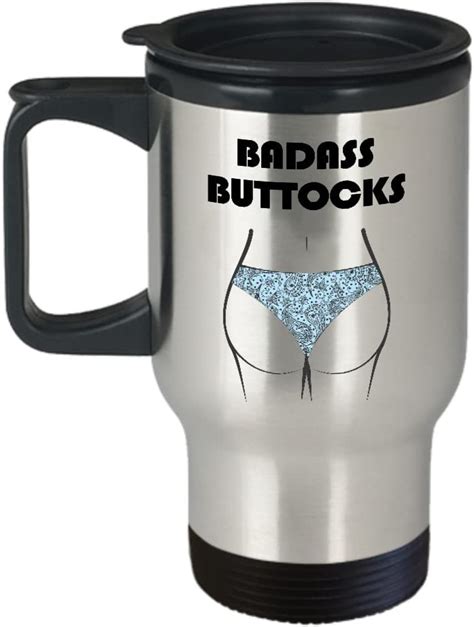 Badass Butt Travel Mug Nice Bad Ass Coffee Mug Pastel Blue Buttocks Undies Home