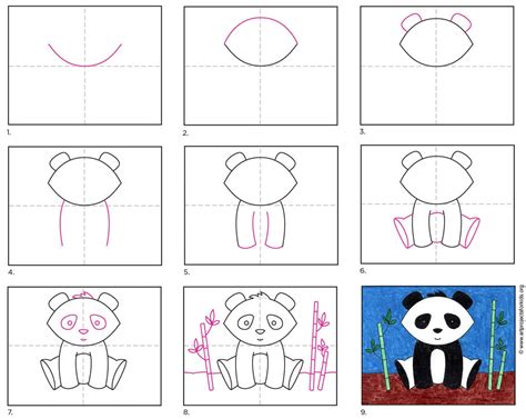 Easy How To Draw A Panda Bear Tutorial And Panda Bear Coloring Page