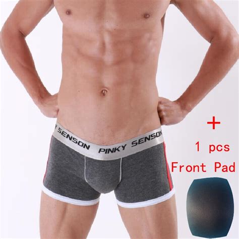 Brand Mens Trunks Push Cup Up Cotton Bulge Enhancing Front Padded