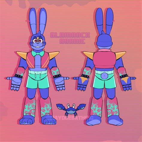 Here Is My Own Take On Glamrock Bonnie And His Cutoutcartoony Form This Also Includes His