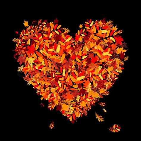 I Love Autumn Heart Shape From Falling Leaves Stock Vector Colourbox