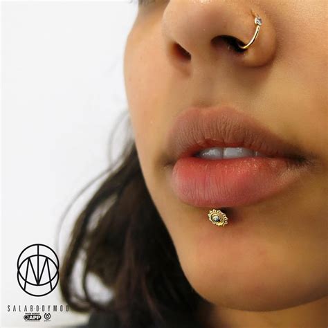 beautiful piece from bvla for this lip piercing 💛 at salabodymod