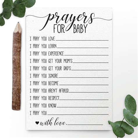 Printed Prayers For Baby Cards Prayers For Baby Baby Advice Etsy