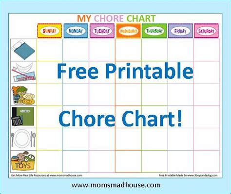 Kindergarten Behavior Chart Template Free Printable Chore Chart
