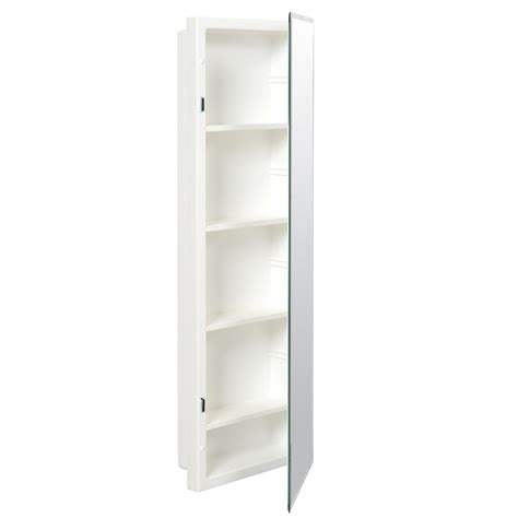 Deerfield 16 x 27 single door medicine cabinet with white wood frame mirror. American Pride 9836WB1AR - Recessed Beveled Polished Edge ...