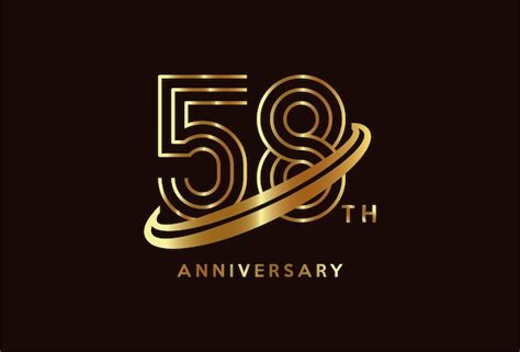Premium Vector Golden 58 Year Anniversary Celebration Logo Design