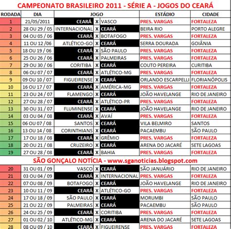 Tabela completa da brasileirão série a, temporada 2021, com atualizações instantâneas após cada partida. SGA Notícias: Tabela dos Jogos do Ceará - Campeonato ...