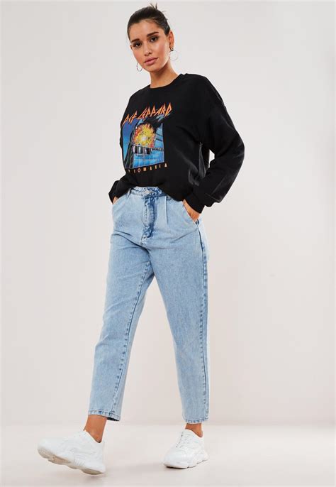Light Blue Highwaisted Oversized Baggy Jeans Missguided
