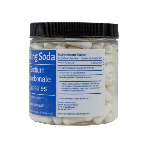 Baking Soda Sodium Bicarbonate Vegetable Capsules 870 Mg Per Etsy