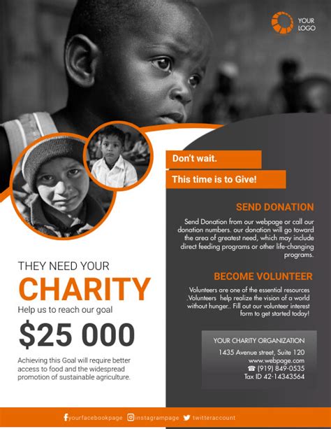 Orange Charity Fundraising Flyer Template Postermywall