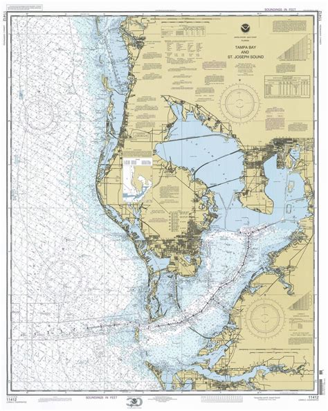 Historic Nautical Map Tampa Bay And St Joseph Sound NOAA Chart Florida FL Vintage