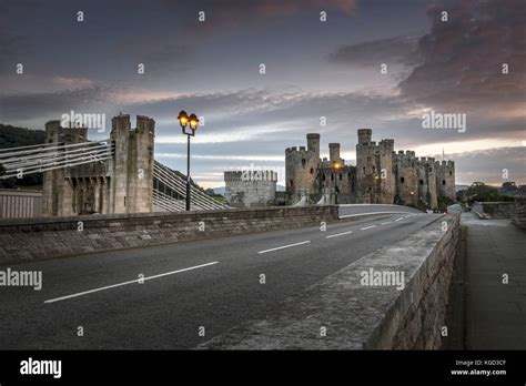 Dusk At Conwy Castle Stock Photo Alamy