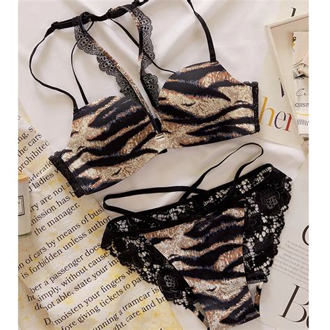 Buy 3 Colors Sexy Lace Leopard Hollow Out Lingerie Push Up Bra Set Brand Deep V