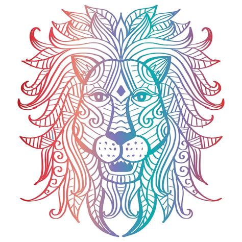 Premium Vector Zentangle Lion Mandala Drawing Lion Mandala Doodle Art