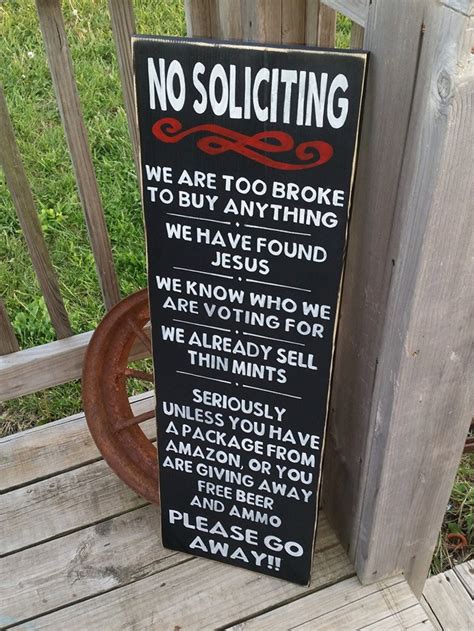 No Soliciting Sign Wooden Front Door Sign Go Away Sign Etsy