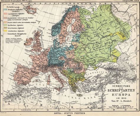 Alphabets Used In Europe 1901 Map Europe Historical Maps Map Map
