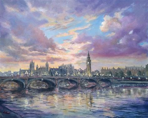 Original Oil Painting Of Westminster Bridge London Andrea Thomas