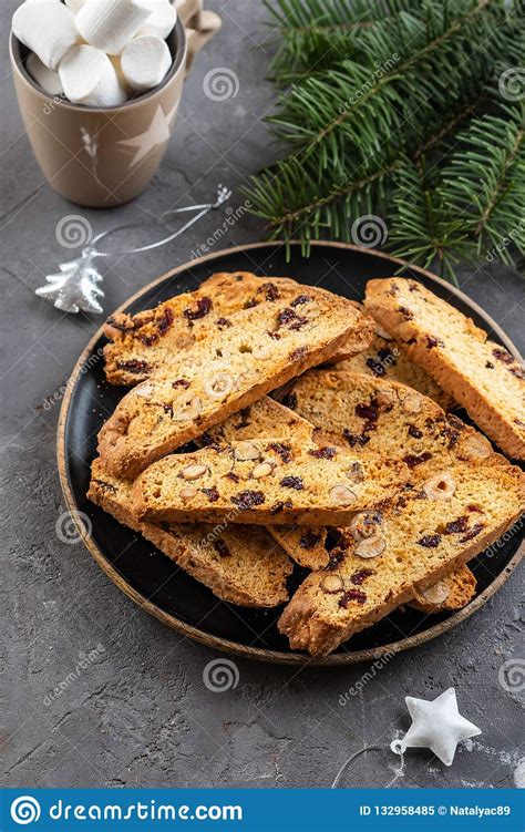 'tis the best part of the season. Traditional Italian Cookies Biscotti With Dried Cranberry And Nuts. Christmas Cookies. Stock ...