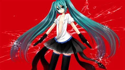 Gun Hatsune Miku Red Twintails Vocaloid Weapon