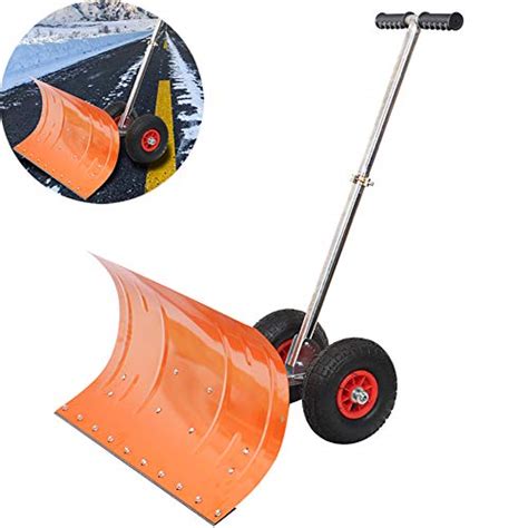 Snow Removal Ohuhu Adjustable Wheeled Snow Pusher Efficient Snow Plow